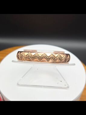Southwest Copper Wave Scroll Pattern Stamped Cuff Bracelet
